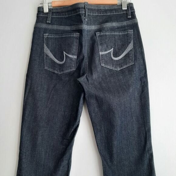 GASOLINE Mid-Rise Straight Long Leg Dark Blue Jeans Sz 6 - Picture 9 of 13